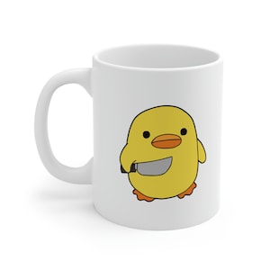 Duck chick knife meme mug - Funny memes mug - Kawaii meme