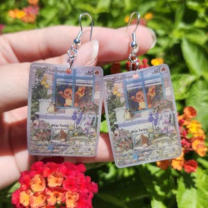 Anime trading card earrings, cute , kawaii , merch , gift , jewelry