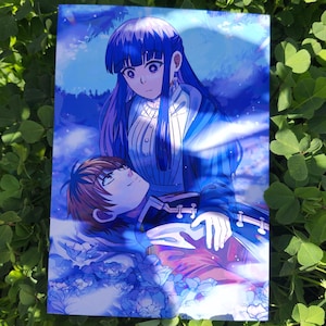 Anime love mini print , kawaii , cute , poster , art handmade