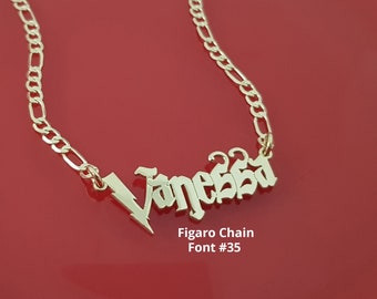 Personalized Nameplate Necklace, Custom Name Necklae, Old English Name Necklace, Personalized Gothic Name Jewelry, Gothic Nameplate Gift