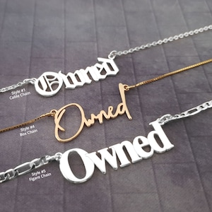 Eigendomketting, eigendomsnaamketting, eigendomsketting, eigendomssieraden, Dom Sub-ketting, kinky ketting, ondeugende volwassen sieraden cadeau