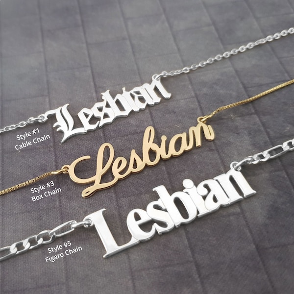 Lesbian Necklace, Lesbian Gifts for Girlfriend, Pride Necklace, LGBT jewelry, Lesbian Wife Gift, Lesbian Necklace 5 Styles, Lesbian Couple