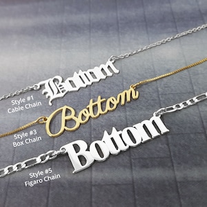 Bottom Necklace, Bottom Name Necklace, Bottom Pendant, Kinky Necklace, Kinky Jewelry, Naughty Necklace, Naughty Jewelry, Roleplay Jewelry