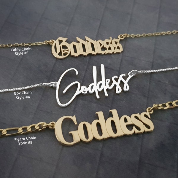 Goddess Necklace For Women, Goddess Pendant, Goddess Nameplate Necklace, Gift for Her, Goddess Necklace 5 Styles, You Are a Goddess Necklace