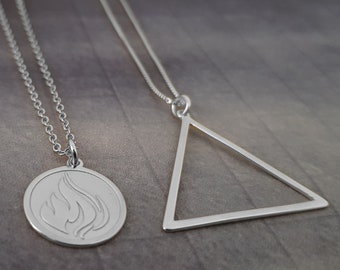 Fire Element Necklace, Four Elements Shape Necklace, Air Necklace, Earth Necklace, Water Necklace, Four Symbols, Four Elements Necklace