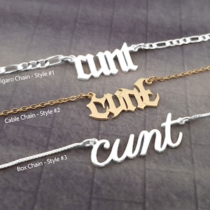 Cunt Necklace, Cunt Name Necklace, Cunt Pendant, Cunt Nameplate Necklace, Cunt Jewelry, Cunt Necklace 5 Styles, Mature Necklace Funny Gift