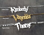 Personalized Old English Name Necklace, Gothic Font Sterling Silver Pendant