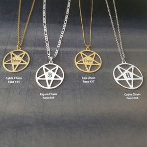 Pentagram Pendant Necklace, Personalized Gothic Pendant Necklace With Name, Pentagram Name Necklace, Occult Jewelry, Wiccan Witch Necklace