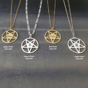 Pentagram Pendant Necklace, Personalized Gothic Pendant Necklace With Name, Pentagram Name Necklace, Occult Jewelry, Wiccan Witch Necklace image 1