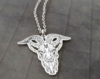 Baphomet Necklace, Satanic Goat Necklace, Sigil Of Baphoment Necklace, Occult Jewelry, Satanic Witch Jewelry Gift, Alt Fash, Sigil of Goat