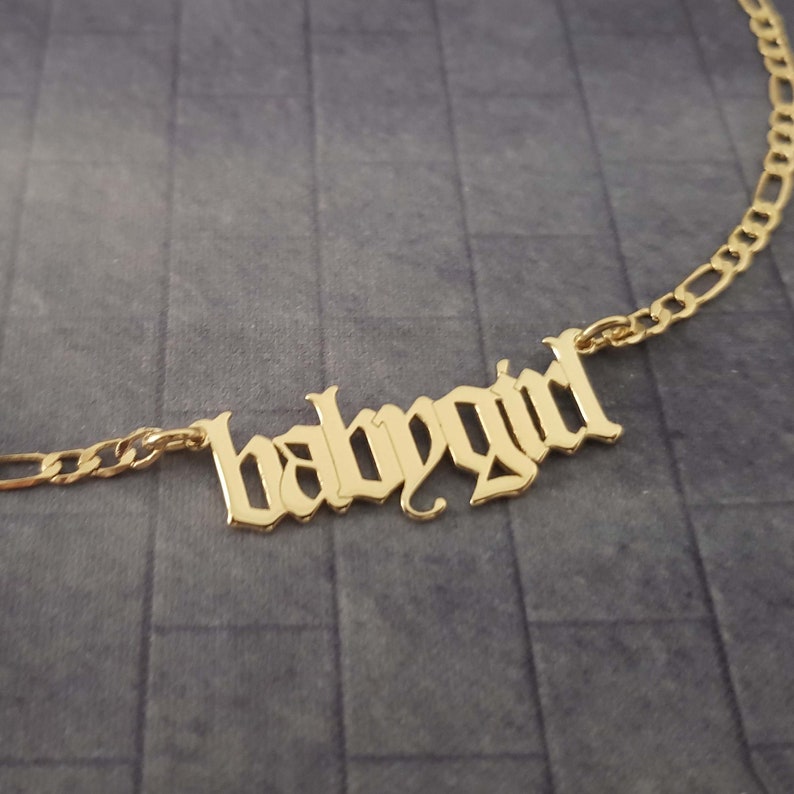 Babygirl Necklace, Babygirl Necklace Personalized, Babygirl Pendant, Baby Girl Necklace, Baby Girl Old English Necklace, Babygirl Chain Gift image 4