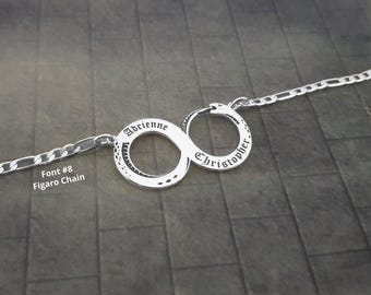 Infinity Name Necklace, Ouroboros Necklace, Old English Name Necklace, Gothic Snake Necklace Silver, Gothic Infinity Necklace With Names