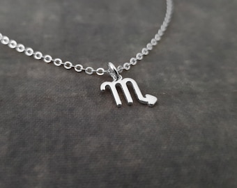 Tiny Scorpio Necklace, Tiny Scorpio Symbol Necklace, Tiny Scorpio Zodiac Necklace, Tiny Scorpio Necklace, Tiny Scorpio Constellation