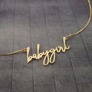 Babygirl Necklace, Babygirl Necklace Personalized, Babygirl Pendant, Baby Girl Necklace, Baby Girl Old English Necklace, Babygirl Chain Gift image 8