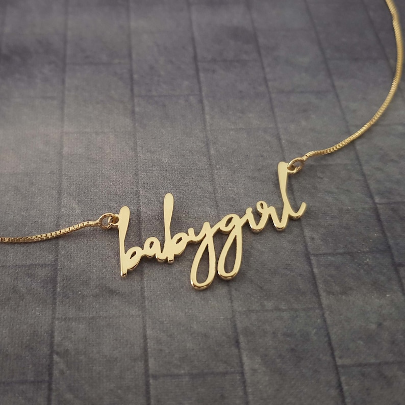Babygirl Necklace, Babygirl Necklace Personalized, Babygirl Pendant, Baby Girl Necklace, Baby Girl Old English Necklace, Babygirl Chain Gift image 8
