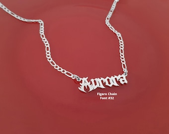 Old English Name Necklace, Old English Font, Perfect Gift for Her, Dainty Goth Name Necklace, Name Necklace Bridesmaid Gift, Gothic Jewelry