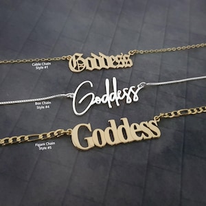 Godin ketting voor vrouwen, godin hanger, godin naamplaatje ketting, cadeau voor haar, godin ketting 5 stijlen, je bent een godin ketting