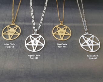 Personalisierte Pentagramm Name Halskette, Gothic Okkulter Wicca Schmuck