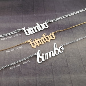 Bimbo Necklace, Bimbo Name Necklace, Bimbo y2k, Bimbo Aesthetic, Custom Bimbo Necklace, Statement Jewelry, Bimbo Jewelry, Bimbo Pendant