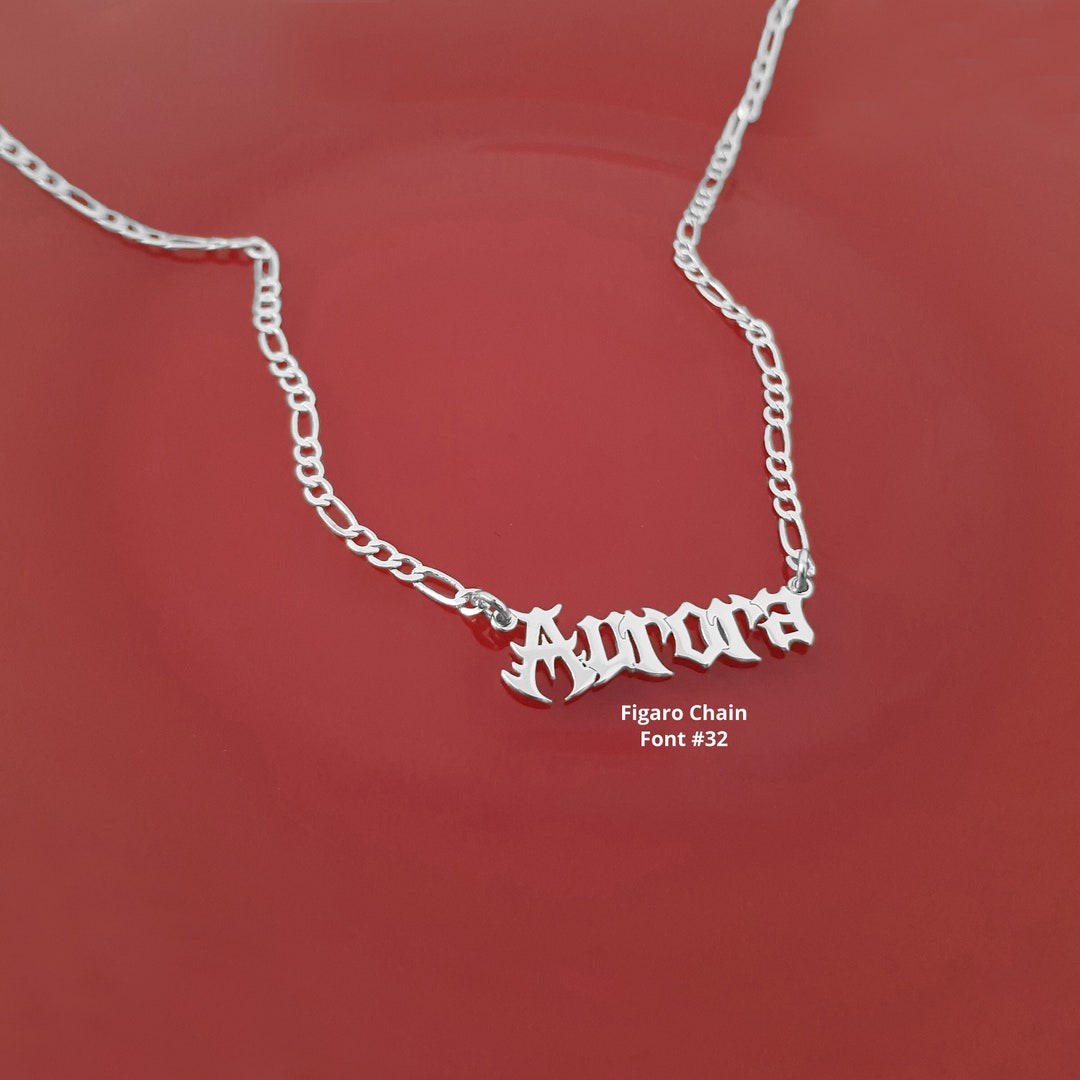 Old English Name Necklace, Old English Font, Perfect Gift for Her