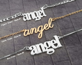 Angel Necklace, Angel Necklace Silver, Angel Necklaces For Women, Angel Name Necklace, Angel Nameplate Necklace, Angel Pendant Necklace Gift