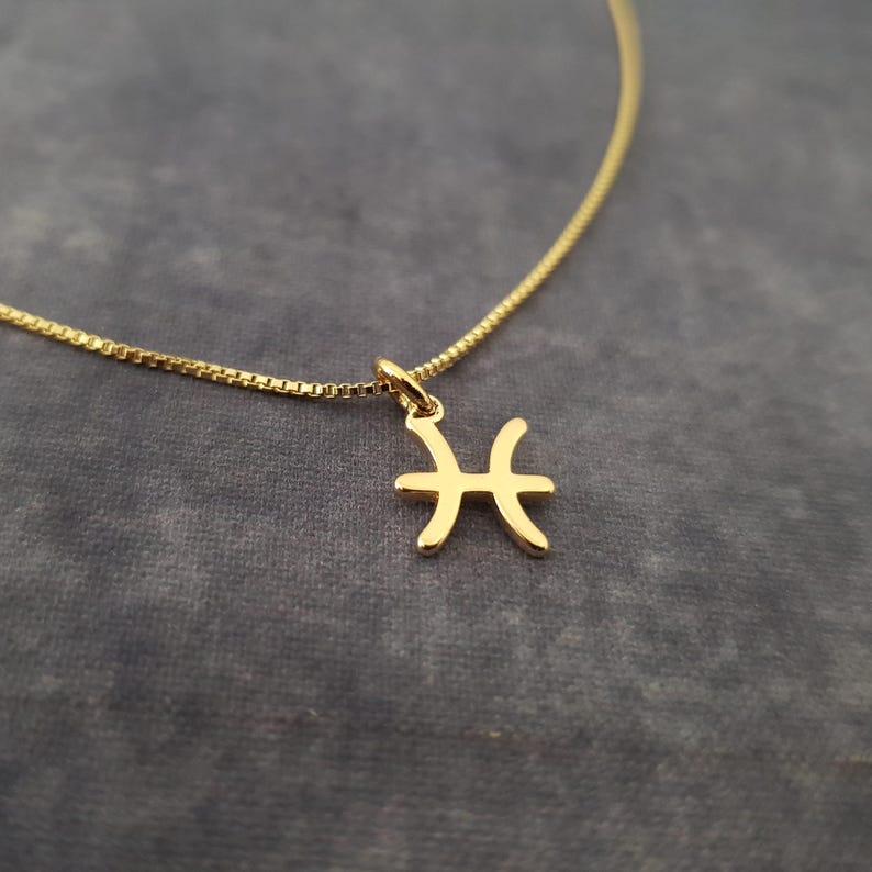 Tiny Pisces Necklace, Tiny Pisces Symbol Necklace, Tiny Pisces Zodiac Necklace, Tiny Pisces Necklace, Tiny Pisces Constellation Gift image 2