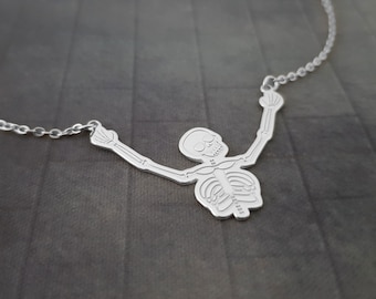 Skeleton Necklace, Human Skeleton, Bones Skeleton Jewelry, Spooky Necklace, Grunge Jewelry, Skull Necklace, Gift for him, Gothic Jewelry