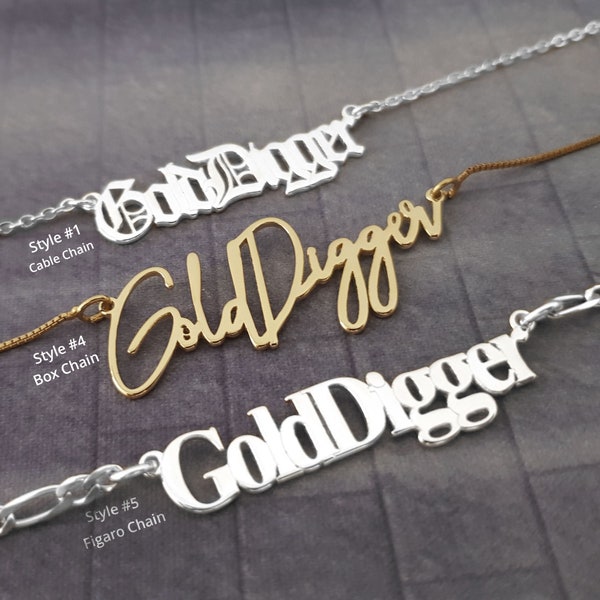 Gold Digger Necklace, Golddigger Name Necklace, Gold Digger Loves Money, Money Necklace, Women Jewelry, Gold Digger Prosperity Necklace