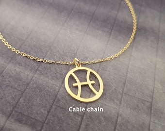 Collar con el signo de Piscis, collar con el símbolo de Piscis, collar del zodíaco Piscis, collar de Piscis para mujeres y hombres, regalo de collar con la constelación de Piscis