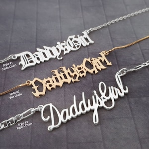 Daddy Girl Name Necklace, Profanity Necklace, Daddy&#39;s Girl Collar, Daddy&#39;s Girl Necklace, Good Girl Gift, Couple Necklace, Daddy&#39;s Girl Gift