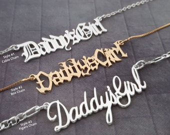 Daddy Girl Name Necklace, Profanity Necklace, Daddy's Girl Collar, Daddy's Girl Necklace, Good Girl Gift, Couple Necklace, Daddy's Girl Gift
