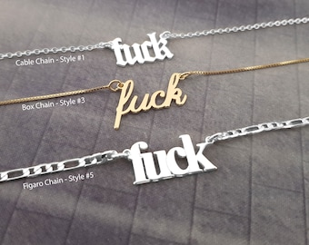 Fuck Necklace, Fuck Name Necklace, Funny Necklace, Funny Necklace Gift, Fuck Pendant, Fuck Jewelry, Rude Necklace, Fuck Jewelry, Funny Gift