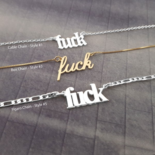 Collier Fuck, Fuck collier prénom, Collier drôle, Cadeau collier drôle, Pendentif Fuck, Bijoux Fuck, Collier grossier, Bijoux Fuck, Cadeau drôle