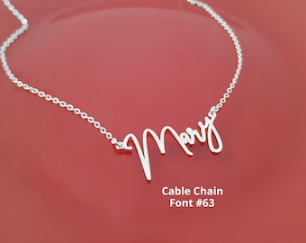 Dainty Script Name Necklace in Sterling Silver, Gold Name Necklace, Personalized Name Jewelry, Perfect Gift for Her, Nameplate Necklace Gift