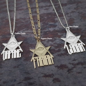 Illuminati Halskette, Illuminati Anhänger, Illuminati Schmuck, Pyramide Halskette, Dreieck Halskette, Auge der Vorsehung Halskette, Drittes Auge Anhänger
