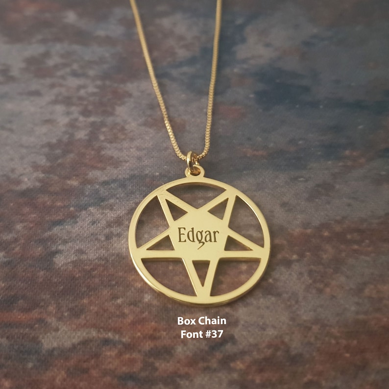 Pentagram Pendant Necklace, Personalized Gothic Pendant Necklace With Name, Pentagram Name Necklace, Occult Jewelry, Wiccan Witch Necklace image 2