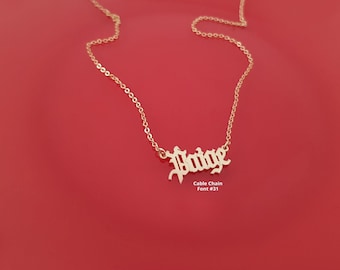 Minimalist Name Necklace, Gold Name Necklace, Silver Name Necklace, Any Word Name Necklace, Personalized Name Jewelry, Name Neckace Gift