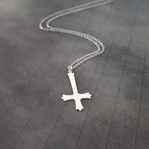 Inverted Cross Necklace With Gold or Silver Plated 30 Inverted Cross Necklace With Gold or Silver Plated 30