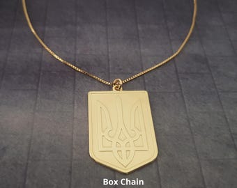 Ukrainian Tryzub Necklace, Sterling Silver Gold Pendant, Symbol Jewelry