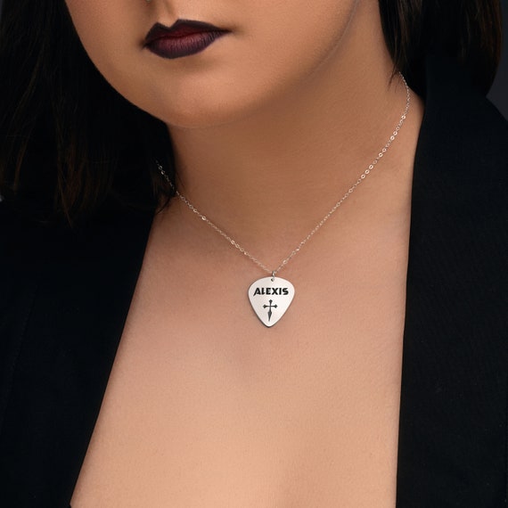 Collana Personalizzata Con Ciondolo Chitarra In Argento 925 - Regalo Per Musicista