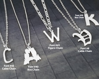 Old English Initial Letter Necklace, Old English Letter Necklace, 20 Gothic Fonts Necklace, Gothic Initial Necklace, Old English Pendant