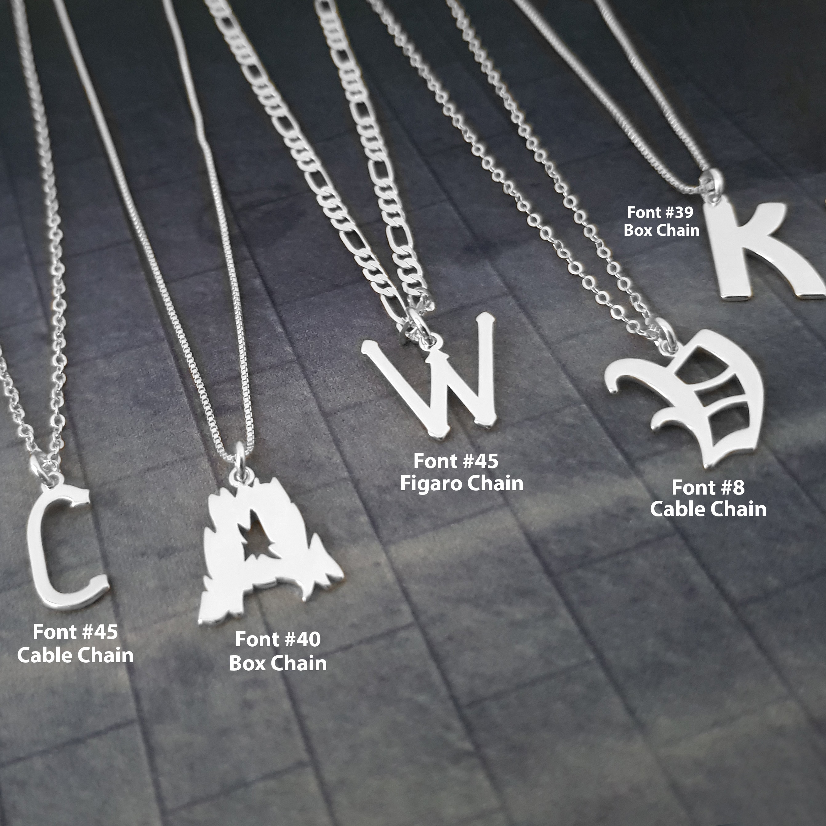 Old English Initial Letter Necklace Old English Letter Necklace