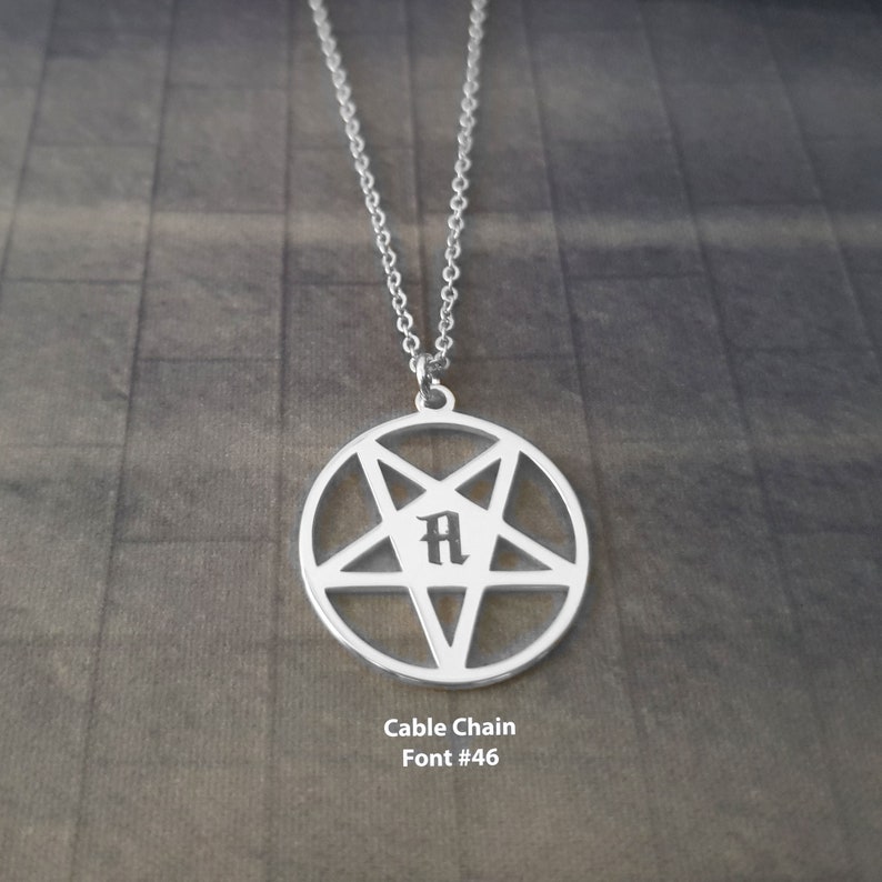 Pentagram Pendant Necklace, Personalized Gothic Pendant Necklace With Name, Pentagram Name Necklace, Occult Jewelry, Wiccan Witch Necklace image 3