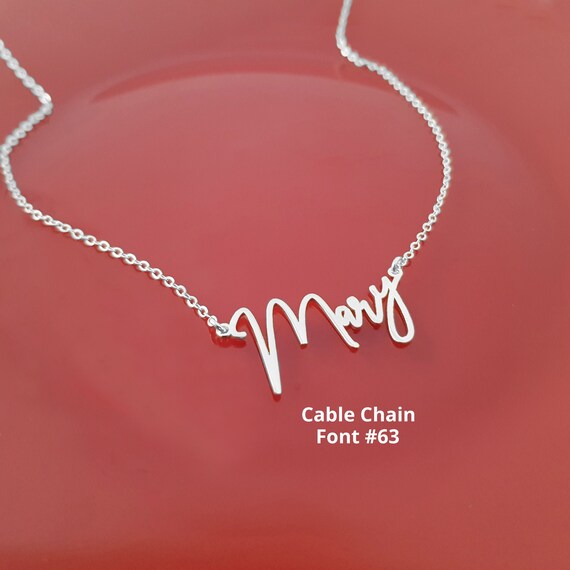 Dainty Script Name Necklace in Sterling Silver Gold Name Etsy