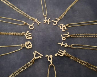 Tiny Zodiac Sign Necklace, Tiny Zodiac Jewelry For Women, Tiny Astrological Signs Necklace, Horoscope Necklace Silver, Celestial Necklace