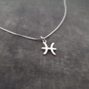 Tiny Pisces Necklace, Tiny Pisces Symbol Necklace, Tiny Pisces Zodiac Necklace, Tiny Pisces Necklace, Tiny Pisces Constellation Gift image 1