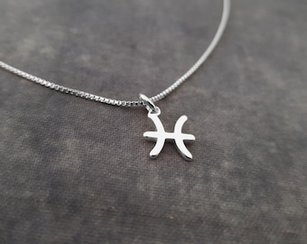 Tiny Pisces Necklace, Tiny Pisces Symbol Necklace, Tiny Pisces Zodiac Necklace, Tiny Pisces Necklace, Tiny Pisces Constellation Gift
