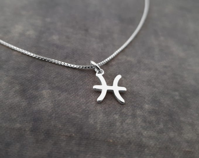 Tiny Pisces Necklace, Tiny Pisces Symbol Necklace, Tiny Pisces Zodiac Necklace, Tiny Pisces Necklace, Tiny Pisces Constellation Gift