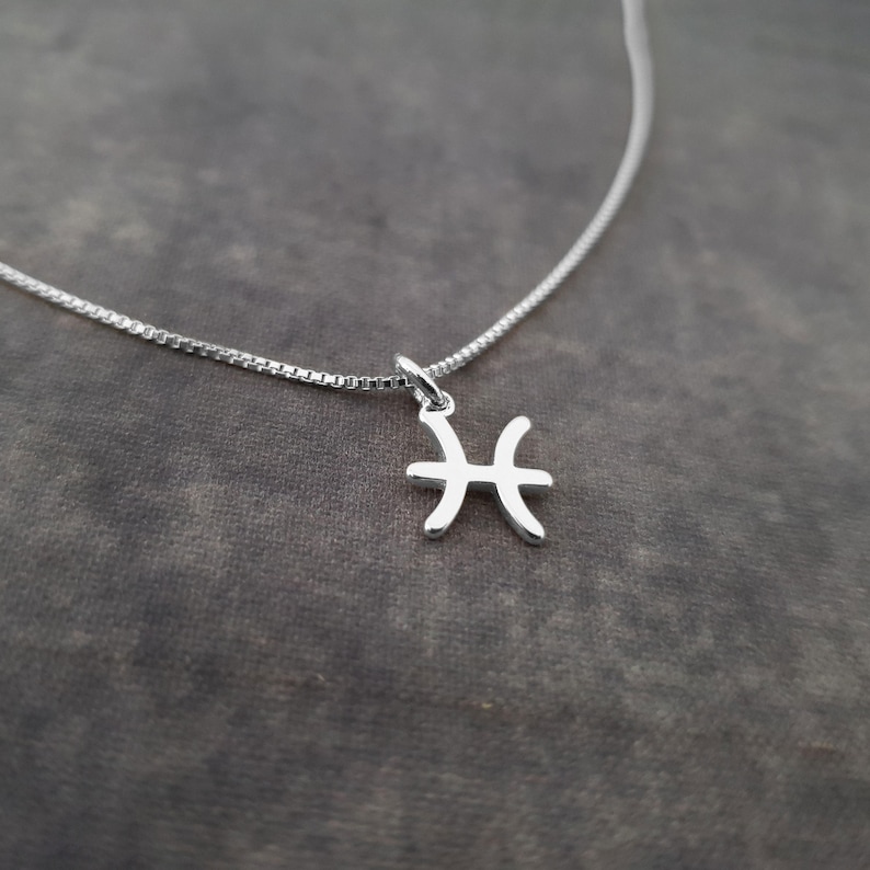 Tiny Pisces Necklace, Tiny Pisces Symbol Necklace, Tiny Pisces Zodiac Necklace, Tiny Pisces Necklace, Tiny Pisces Constellation Gift image 1