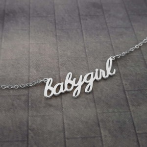 Babygirl Necklace, Babygirl Necklace Personalized, Babygirl Pendant, Baby Girl Necklace, Baby Girl Old English Necklace, Babygirl Chain Gift image 5